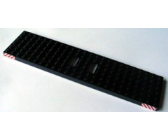Train Base 6 x 24 with 3 Round Holes Each End with Red and White Danger Stripes Pattern at Each End on Both Sides (Stickers) - Set 4552