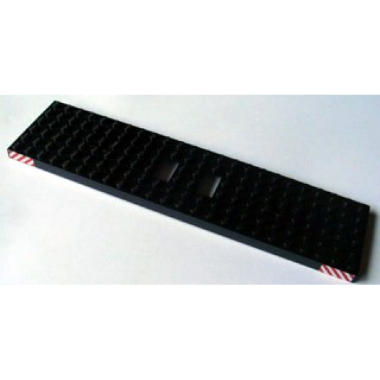 Train Base 6 x 24 with 3 Round Holes Each End with Red and White Danger Stripes Pattern at Each End on Both Sides (Stickers) - Set 4552