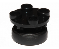 Plate, Round 2 x 2 Thin with Rotation Stem with Black Tire 14mm D. x 4mm Smooth Small Single (40145 / 59895)