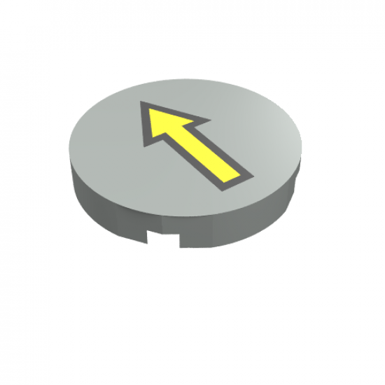 Tile, Round 2 x 2 with Yellow Arrow with Black Border Pattern