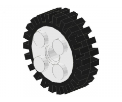 Wheel & Tire Assembly FreeStyle with Technic Pin Hole with Black Tire 24mm D. x 8mm Offset Tread - Interior Ridges (6248 / 3483)