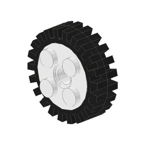 Wheel & Tire Assembly FreeStyle with Technic Pin Hole with Black Tire 24mm D. x 8mm Offset Tread - Interior Ridges (6248 / 3483)