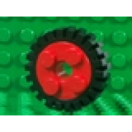 Wheel & Tire Assembly FreeStyle with Technic Pin Hole with Black Tire 24mm D. x 8mm Offset Tread - Interior Ridges (6248 / 3483)