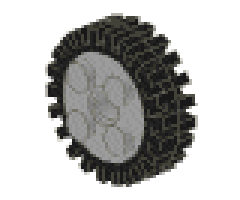 Wheel & Tire Assembly FreeStyle with Technic Pin Hole with Black Tire 24mm D. x 8mm Offset Tread - Interior Ridges (6248 / 3483)