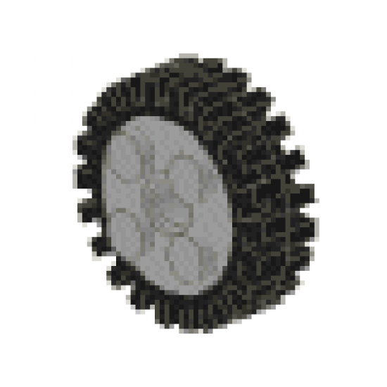 Wheel & Tire Assembly FreeStyle with Technic Pin Hole with Black Tire 24mm D. x 8mm Offset Tread - Interior Ridges (6248 / 3483)