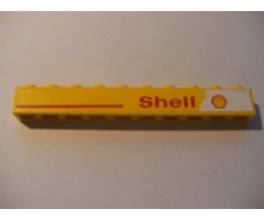 Brick 1 x 10 with Red Line and 'Shell' Text and Logo Right Pattern (Sticker) - Set 1252