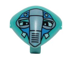 Minifigure, Head, Modified Martian with Clip, Blue Face Mask Pattern