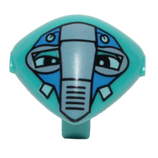Minifigure, Head, Modified Martian with Clip, Blue Face Mask Pattern
