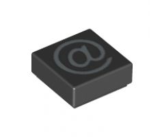 Tile 1 x 1 with Silver At Sign (@) Pattern
