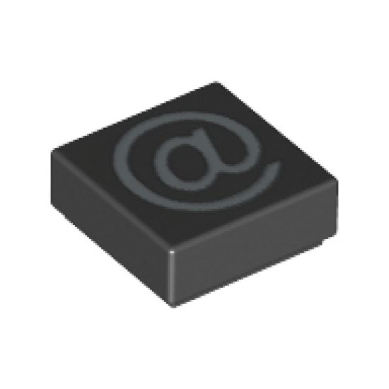 Tile 1 x 1 with Silver At Sign (@) Pattern