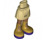 Mini Doll, Legs with Hips and Skirt, Medium Nougat Legs and Long Gold Boots with Dark Purple Laces and Soles Pattern
