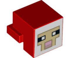 Animal, Body Part Creature Head Pixelated with Tan and Pink Face Pattern (Minecraft Sheep)