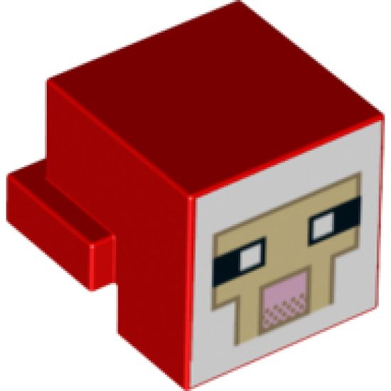 Animal, Body Part Creature Head Pixelated with Tan and Pink Face Pattern (Minecraft Sheep)