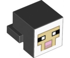 Animal, Body Part Creature Head Pixelated with Tan and Pink Face Pattern (Minecraft Sheep)