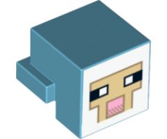 Animal, Body Part Creature Head Pixelated with Tan and Pink Face Pattern (Minecraft Sheep)