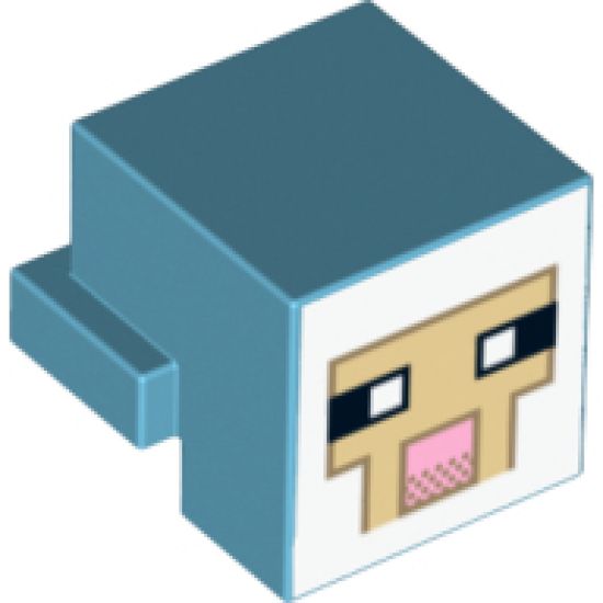 Animal, Body Part Creature Head Pixelated with Tan and Pink Face Pattern (Minecraft Sheep)