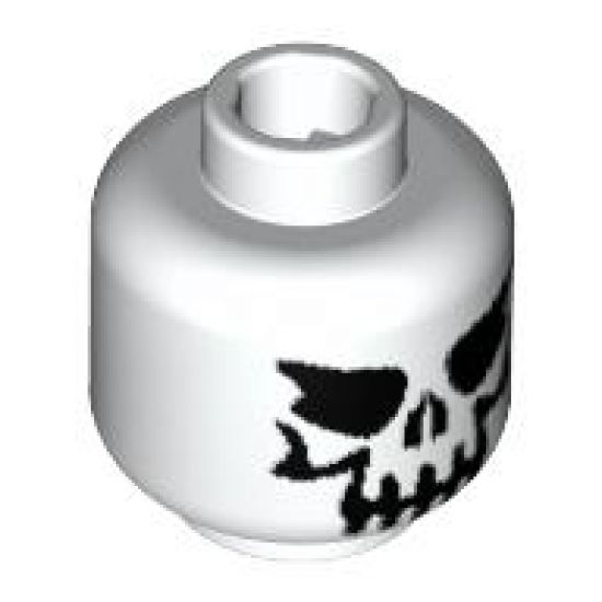 Minifigure, Head Skull Evil with Eyebrows, Black Print Pattern - Blocked Open Stud