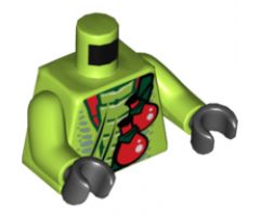 Torso Ninjago Snake with Dark Green Belt and Red Vials Pattern / Lime Arms / Black Hands