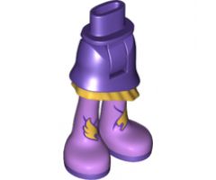 Mini Doll, Legs with Hips and Skirt Asymmetric Layered, Gold Ruffle, Long Medium Lavender Boots with Gold Wings and Dark Purple Soles Pattern