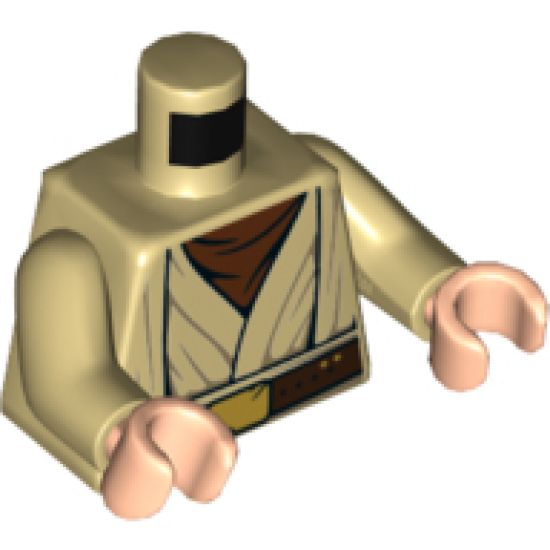 Torso SW Layered Shirt, Reddish Brown Undershirt, Reddish Brown Belt with Gold Buckle Pattern (SW Obi-Wan) / Tan Arms / Light Nougat Hands