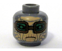 Minifigure, Head Alien with SW Brown and Green Goggles and Light Nougat Face Pattern (Hondo Ohnaka) - Blocked Open Stud