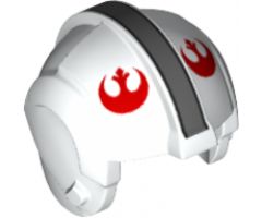 Minifigure, Headgear Helmet SW Rebel Pilot with Dark Bluish Gray Stripe and Red Rebel Logo Pattern (Will Scotian)