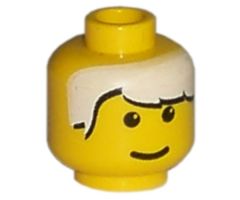 Minifigure, Head Male White Bangs Pattern - Blocked Open Stud