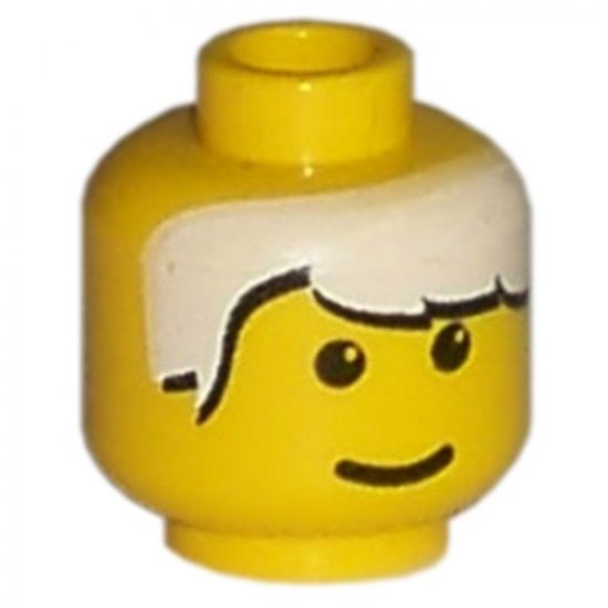 Minifigure, Head Male White Bangs Pattern - Blocked Open Stud