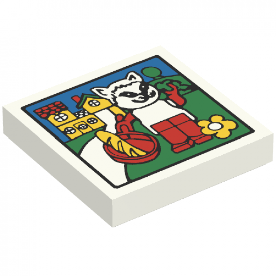 Tile 2 x 2 with Fabuland House and Cat Pattern