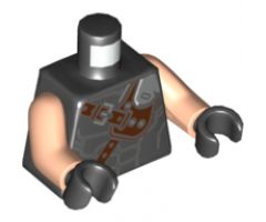 Torso Reddish Brown and Silver Crossbelt Pattern / Light Nougat Arms / Black Hands