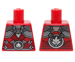 Torso Ninjago Dark Red Straps, Silver Armor, Clasps and Round Emblem Pattern