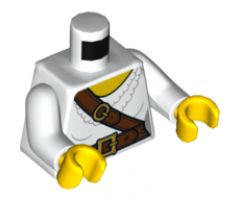 Torso Female, Frilly Shirt, Reddish Brown Belt and Crossbelt with Gold Buckles Pattern / White Arms / Yellow Hands