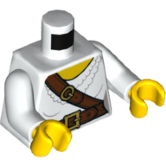 Torso Female, Frilly Shirt, Reddish Brown Belt and Crossbelt with Gold Buckles Pattern / White Arms / Yellow Hands