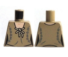 Torso SW Female Dark Tan Robe with Light Tan Tie and Dark Bluish Gray Stitching (both sides) Pattern (Leia)