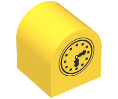 Duplo, Brick 2 x 2 x 2 Curved Top with Clock Hands 6:12 Pattern