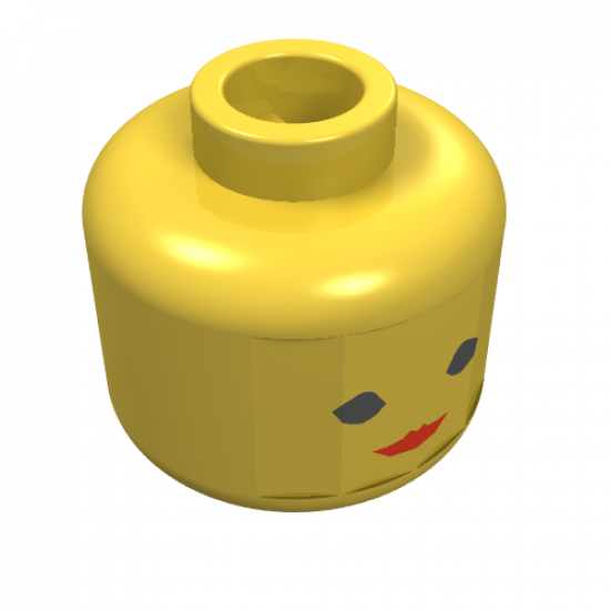 Minifigure, Head Female with Red Lips, Eyelashes (Standard Woman Pattern) - Blocked Open Stud
