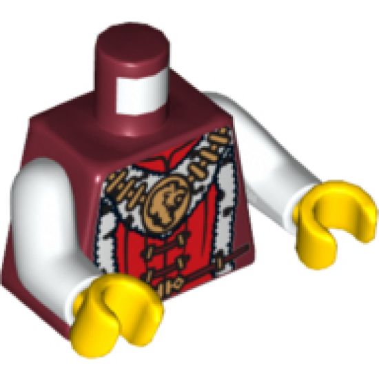 Torso Castle Kingdoms Lion Head Medallion and Fur Trim Pattern / White Arms / Yellow Hands
