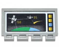 Hinge Train Gate 2 x 4 with Satellites Orbiting Earth, '158', and '95' Pattern (Sticker) - Set 6453