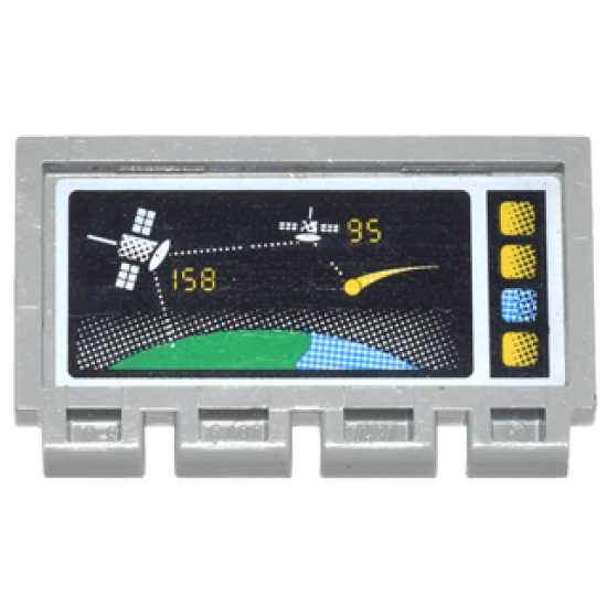 Hinge Train Gate 2 x 4 with Satellites Orbiting Earth, '158', and '95' Pattern (Sticker) - Set 6453
