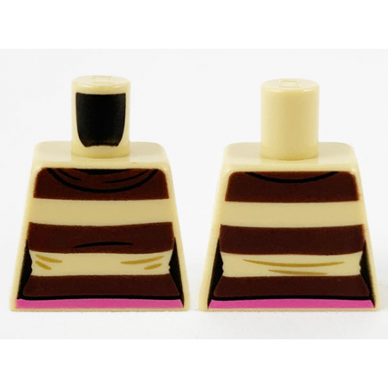 Torso Female with 3 Dark Brown Stripes and Dark Pink Belt Pattern