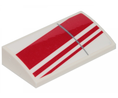 Slope, Curved 2 x 4 x 2/3 with Bottom Tubes with 3 Diagonal Red Stripes Pattern Model Right Side (Sticker) - Set 75249