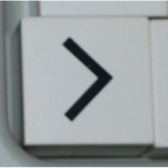 Duplo, Tile 2 x 2 x 1 with Black Less Than Sign (<) / Greater Than Sign (>) Pattern