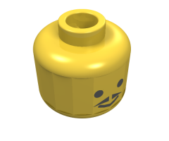 Minifigure, Head Moustache Pointed with Standard Grin Pattern - Blocked Open Stud