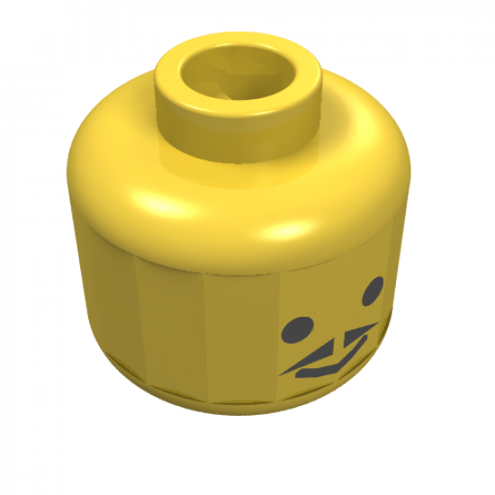 Minifigure, Head Moustache Pointed with Standard Grin Pattern - Blocked Open Stud