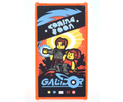 Glass for Window 1 x 4 x 6 with Movie Poster with Blue 'GALIDOR', 'COMING SOON' and 2 Minifigures Pattern (Sticker) - Set 70620
