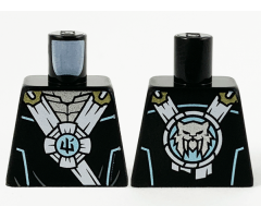 Torso Tunic with White Hems, Silver Neck and Ninjago Logogram 'Ice' in Metallic Blue Circle Pattern