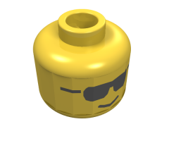 Minifigure, Head Glasses with Black Sunglasses and Standard Grin Pattern - Blocked Open Stud