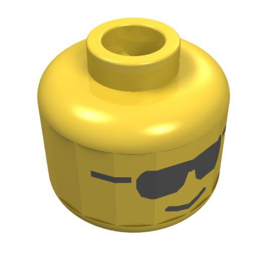 Minifigure, Head Glasses with Black Sunglasses and Standard Grin Pattern - Blocked Open Stud
