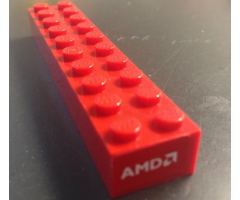 Brick 2 x 10 with White 'AMD' Logo Pattern on End (Sticker) - Set 8654