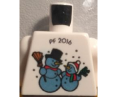 Torso Kladno with 'PF 2016' and 2 Snowmen on Front, Lego Logo on Back Pattern